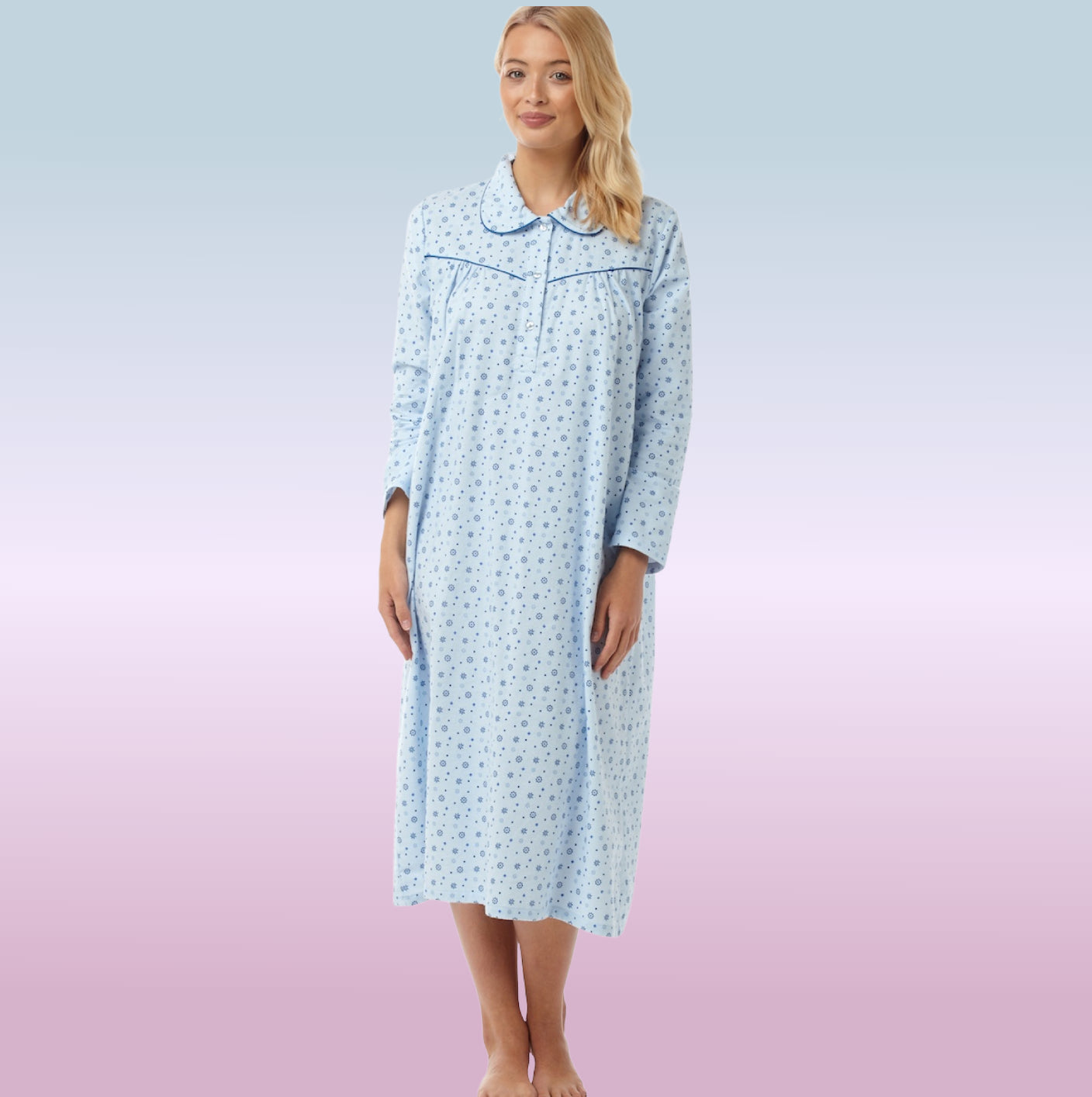Ladies Floral 100% Brushed Cotton Wincyette Nightdress