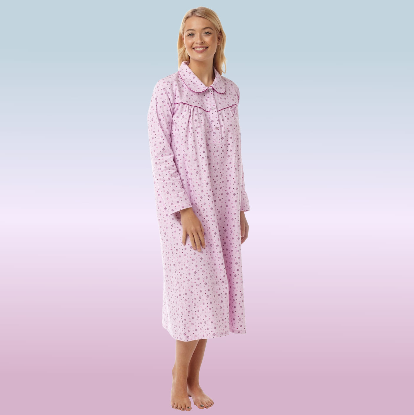 Ladies Floral 100% Brushed Cotton Wincyette Nightdress