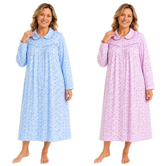 100% Brushed Cotton Winceyette Long Sleeve Nightdress
