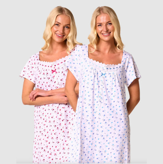 100% Cotton Floral Print Short Sleeve Nightdress