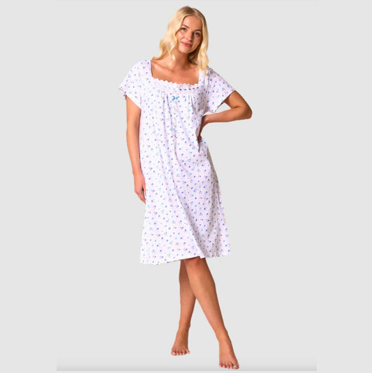 100% Cotton Floral Print Short Sleeve Nightdress