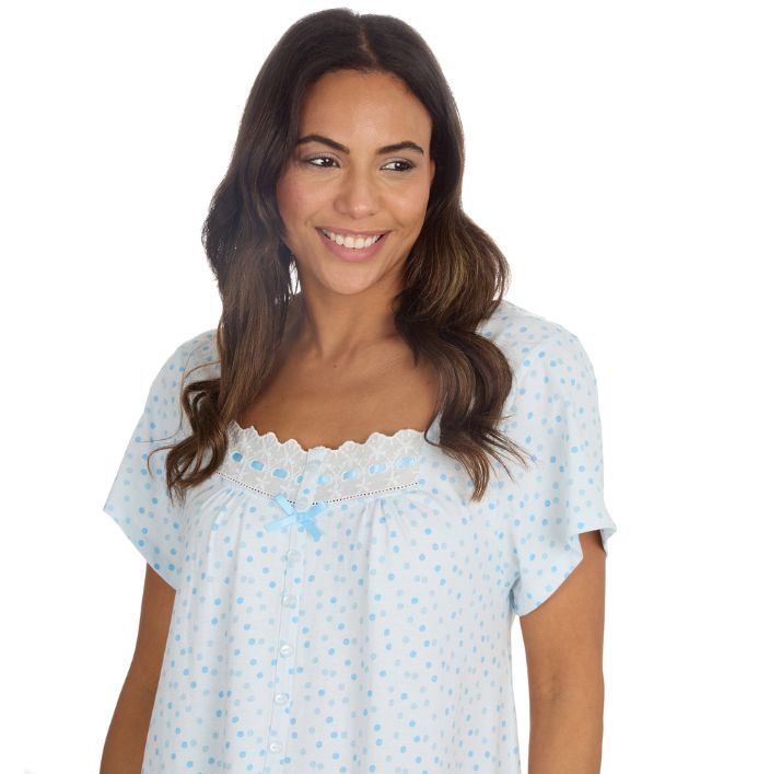 100% Jersey Cotton Spot Print Short Sleeve Nightdress
