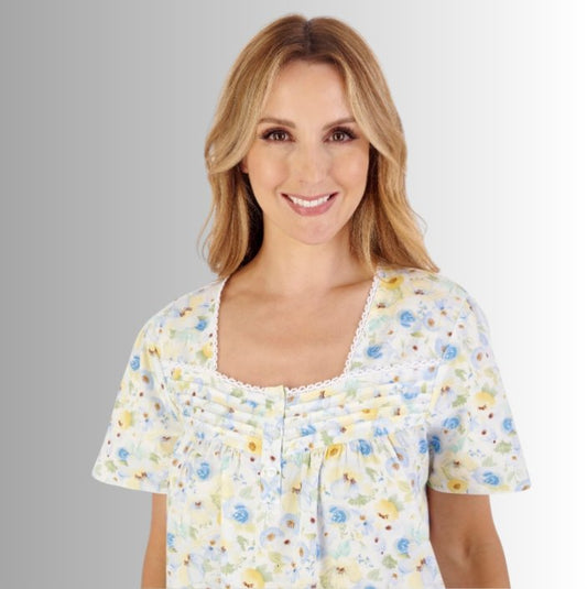 42" Watercolour Floral 100% Cotton Woven Nightdress - Pure Night42" Watercolour Floral 100% Cotton Woven Nightdress