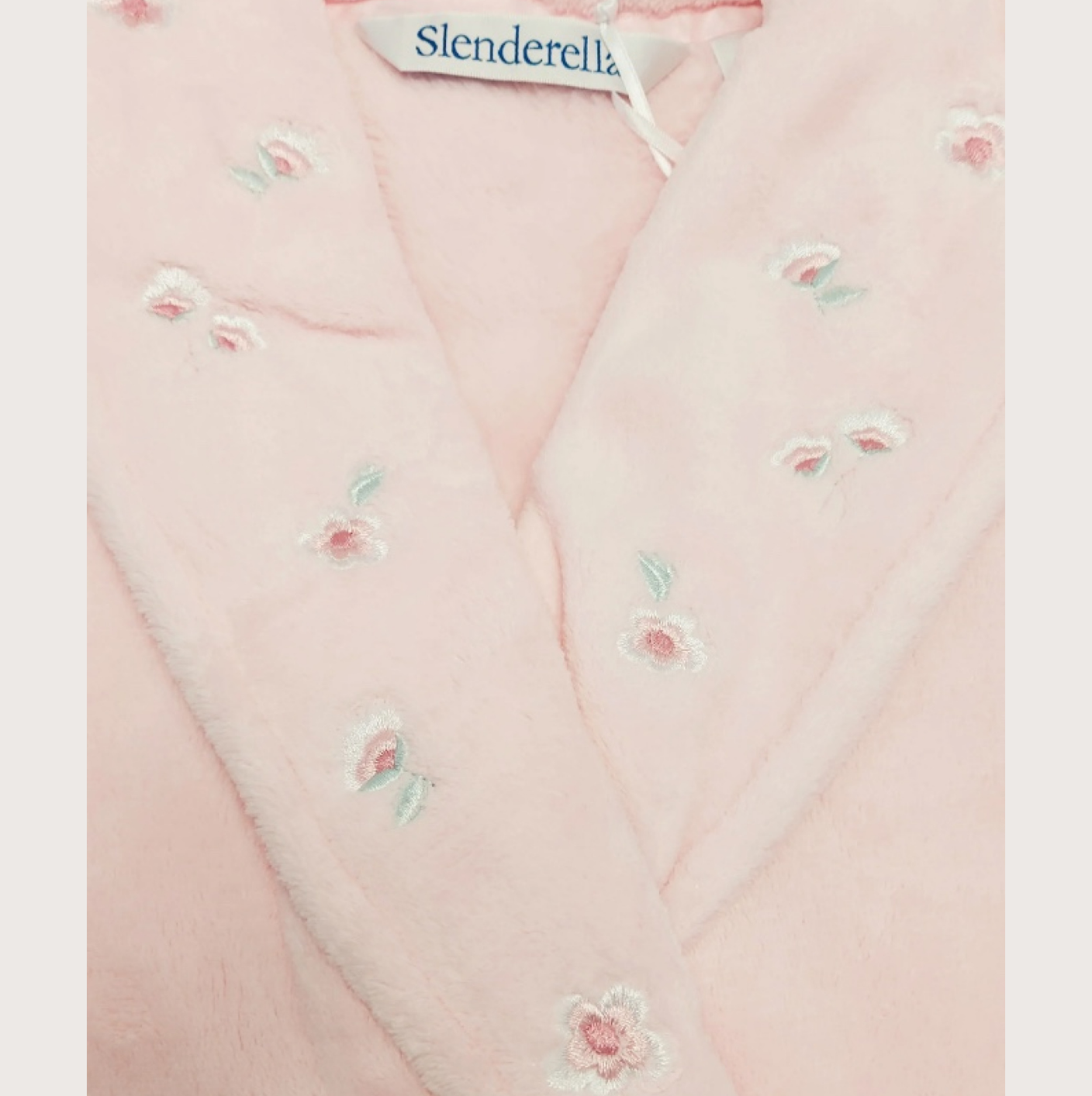 Ladies Embroidered Coral Fleece Shawl Collar Wrap - Pink & Blue