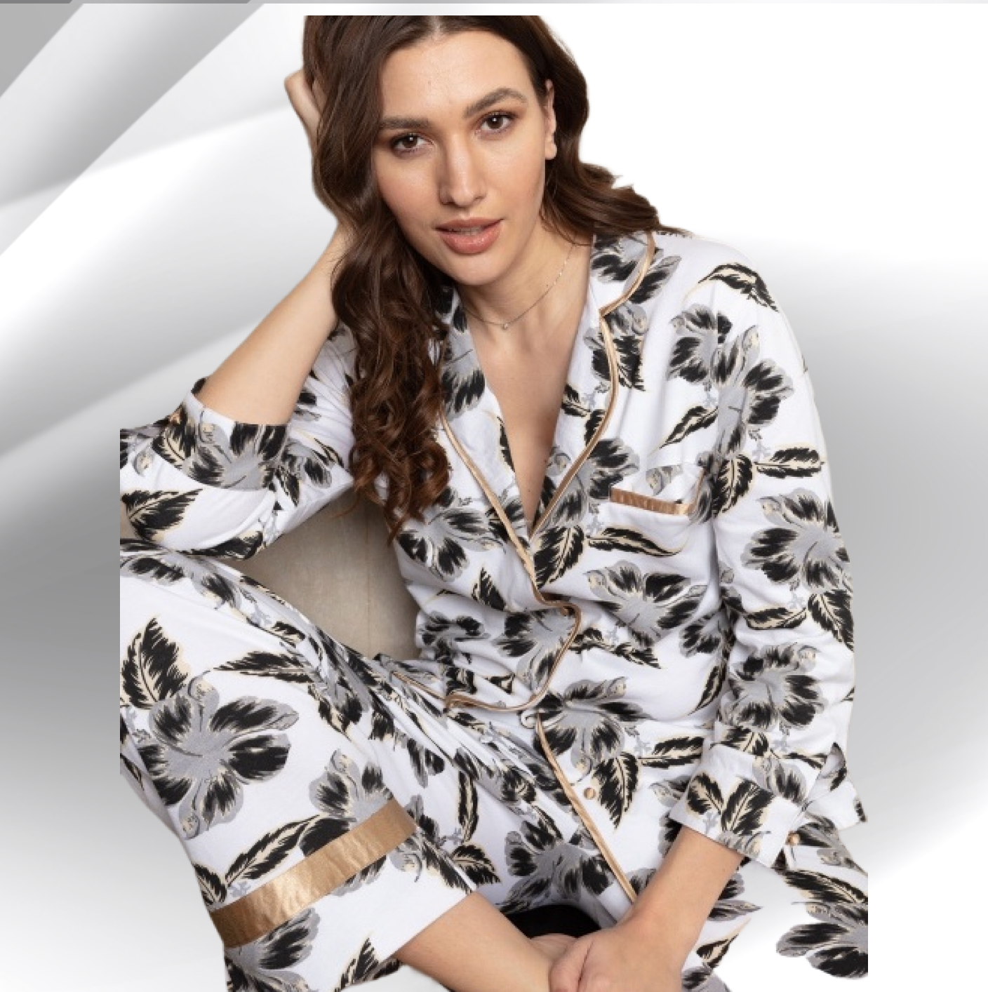 Hibiscus Brushed 100% Cotton Pyjama Set