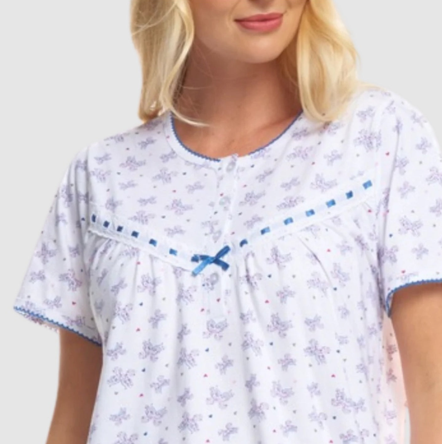 100% Cotton Jersey Butterfly Print Short Sleeve Nightdress - 6 Colours