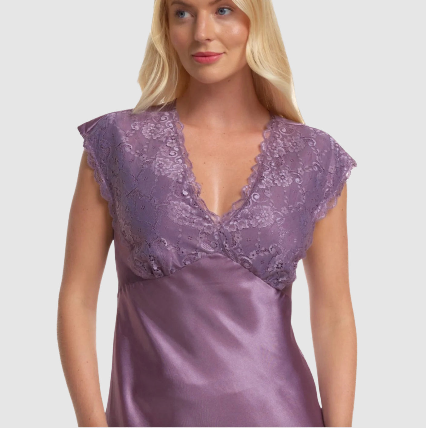 Beautiful Purple Satin and Lace Nightdress