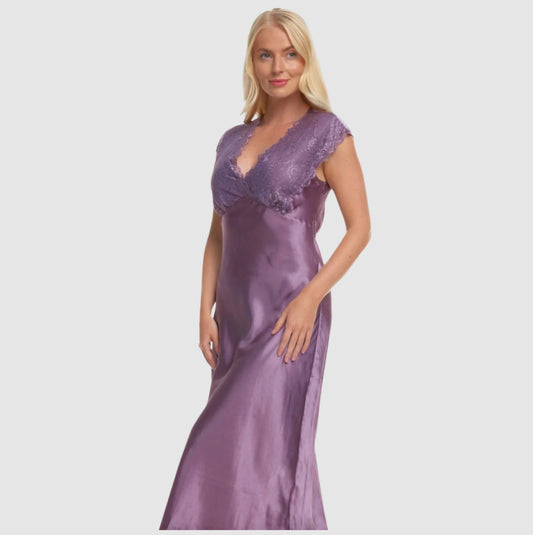 Beautiful Purple Satin and Lace Nightdress