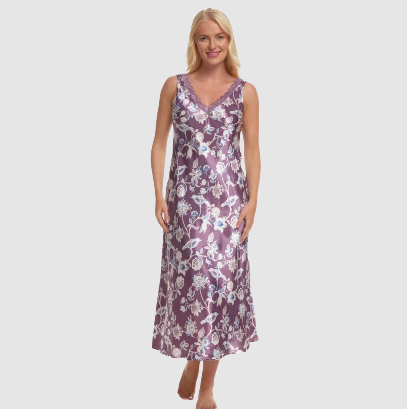 Satin Woven Nightdress with Ruffle and Tie Detail