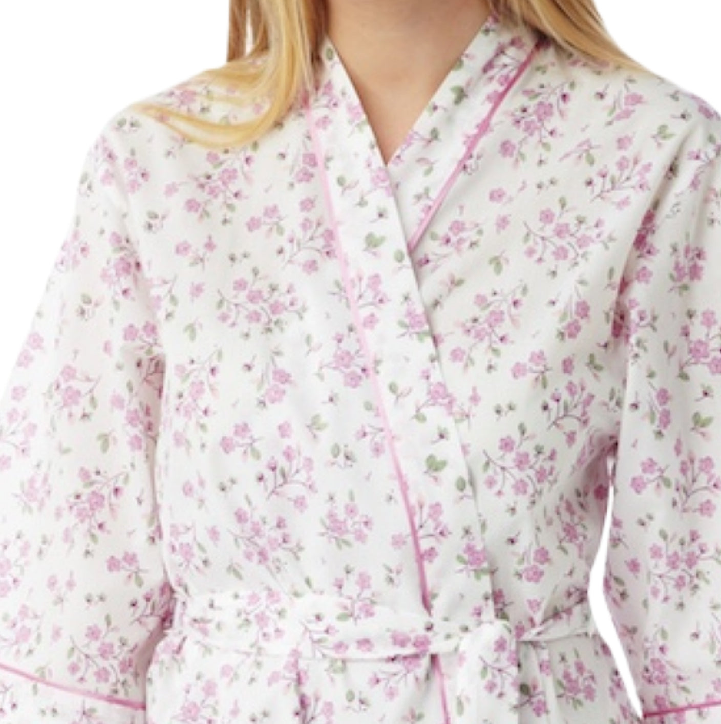 Poly-Cotton Floral Print Long Sleeve Wrap - Pink - 10/12 Only