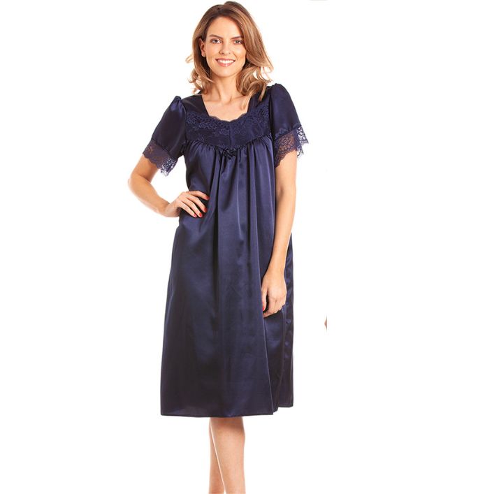 Satin Lace Edged Short Sleeve Nightdress