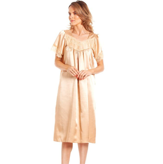 Satin Lace Edged Short Sleeve Nightdress