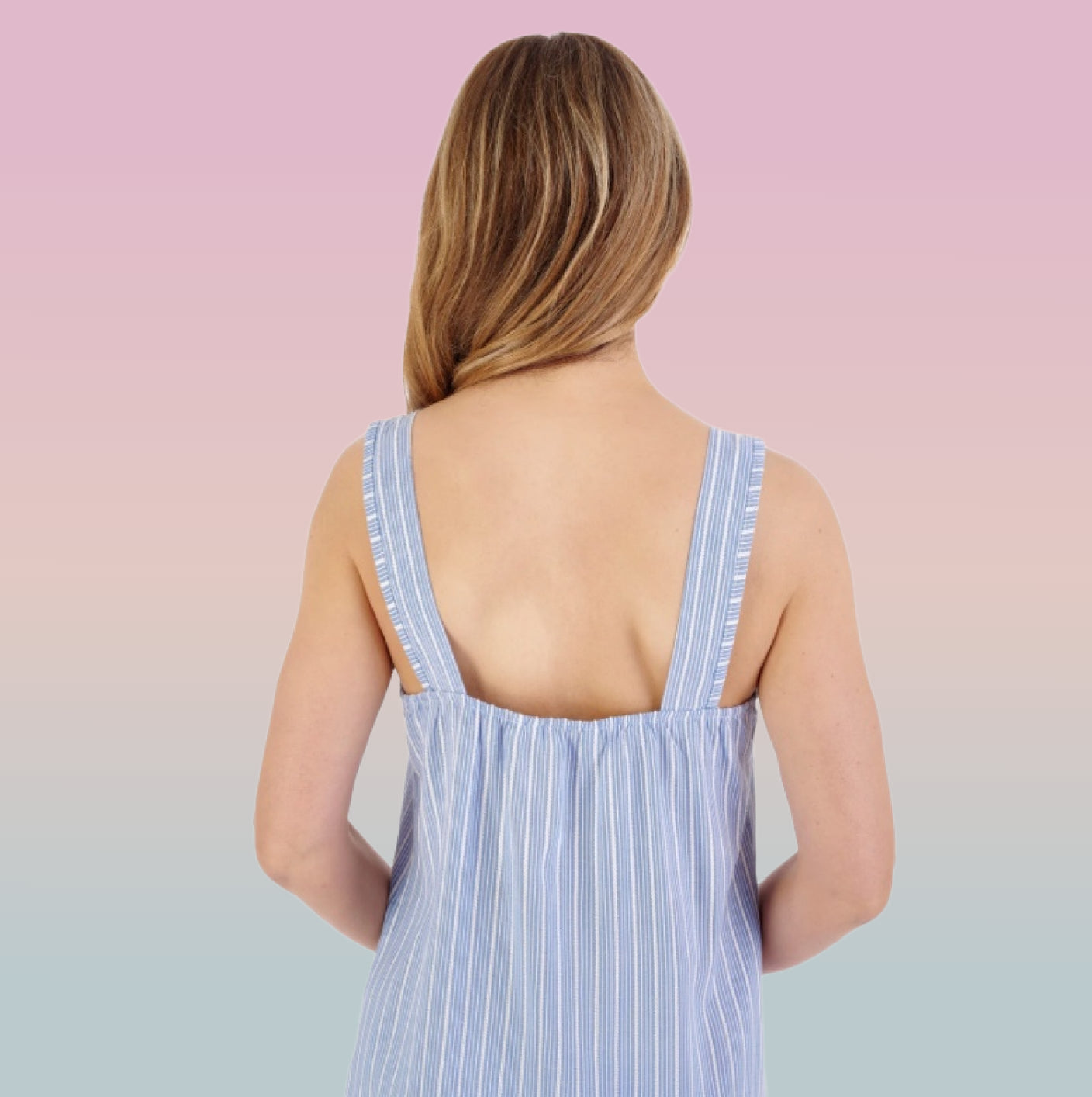 40" Textured Stripe Woven Nightdress in Blue or Pink