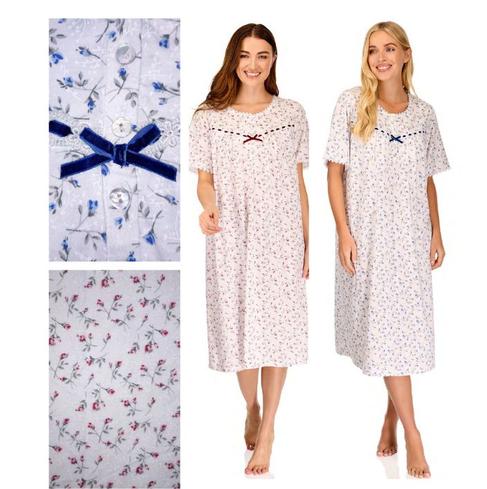 Velvet Rose Poly Cotton Short Sleeve Nightdress
