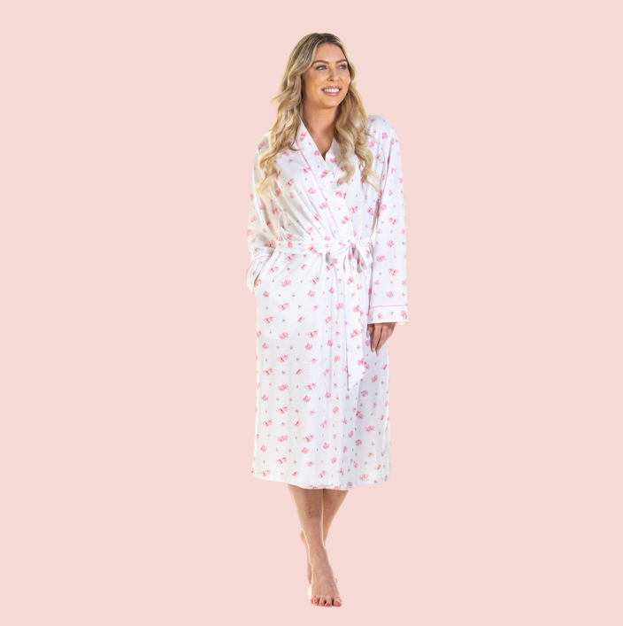 Pink Blush Floral Print Jersey Wrap