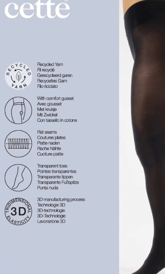 Cette 50 Denier Opaque ECO Tights - 4 Colours - up to 4XL - Pure NightCette 50 Denier Opaque ECO Tights - 4 Colours - up to 4XL
