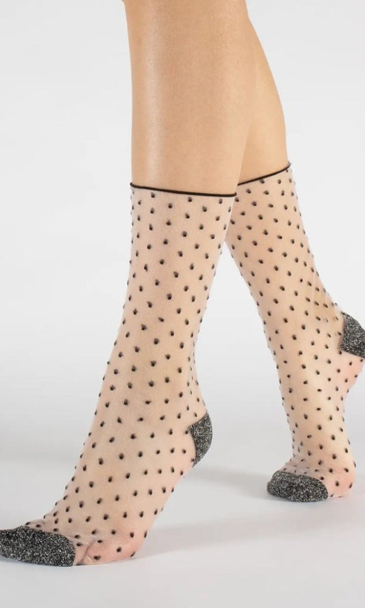 Cette Polka Dot Socks - Silver and Black - Pure NightCette Polka Dot Socks - Silver and Black