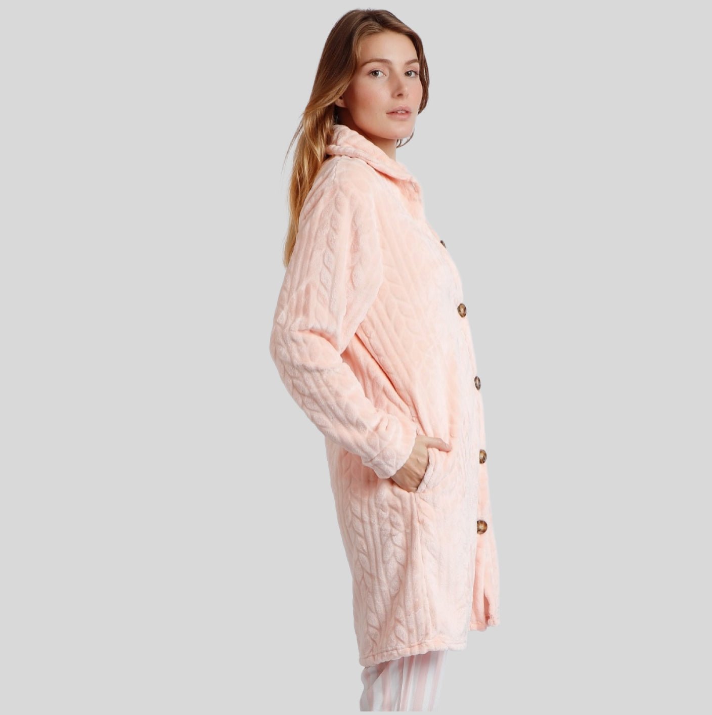 Coral Cable Design Soft Touch Dressing Gown/Jacket - Pure NightCoral Cable Design Soft Touch Dressing Gown/Jacket