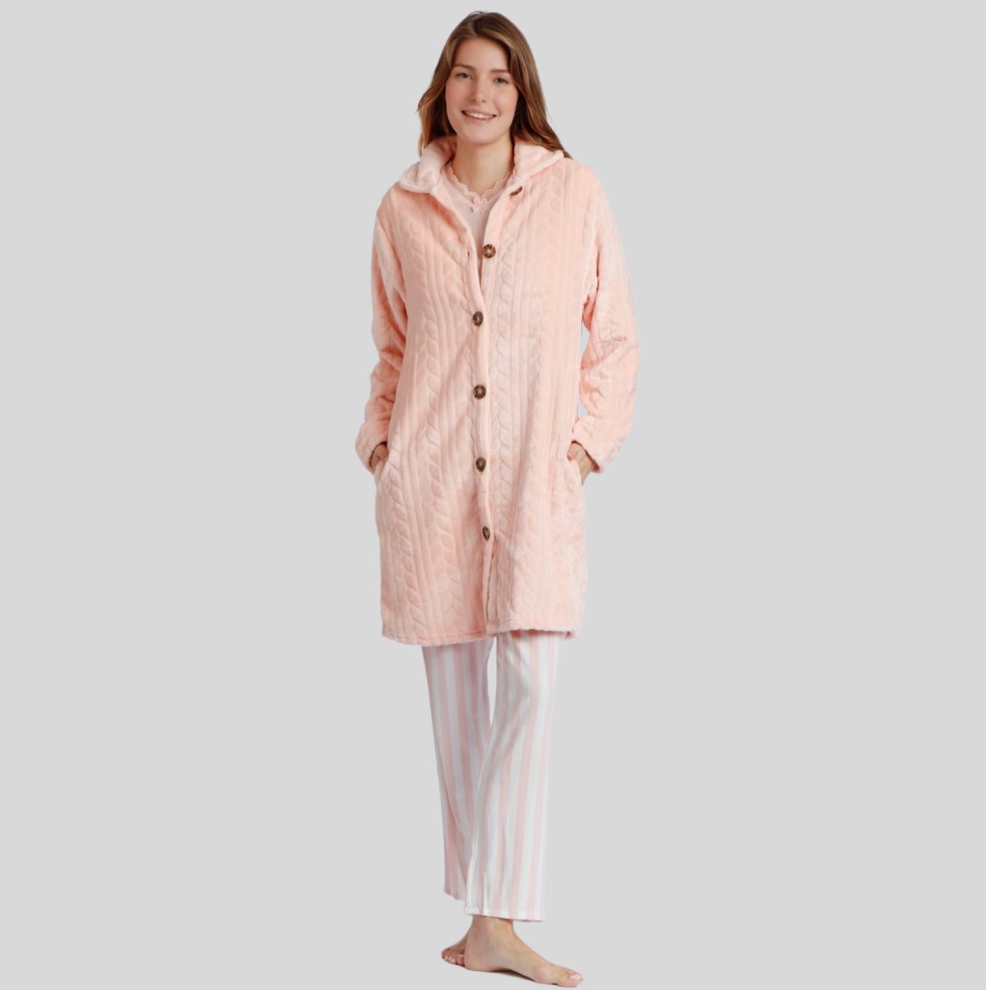 Coral Cable Design Soft Touch Dressing Gown/Jacket - Pure NightCoral Cable Design Soft Touch Dressing Gown/Jacket