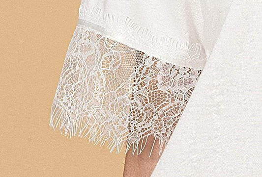 Cotton Lace Edged Cropped Leg Pyjamas - Cream & Pink - 10 to 26 - Pure NightCotton Lace Edged Cropped Leg Pyjamas - Cream & Pink - 10 to 26