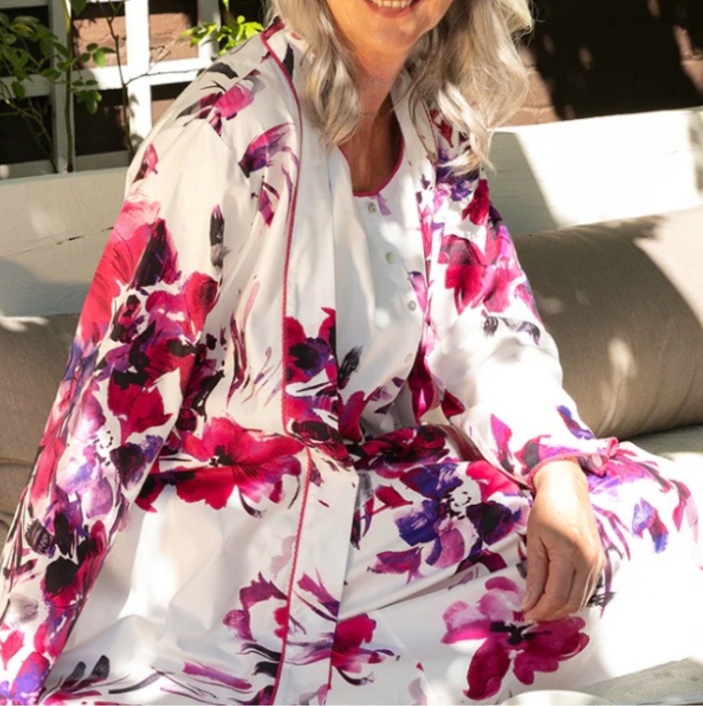 Delilah Lace Trim Floral Print Long Dressing Gown - Pure NightDelilah Lace Trim Floral Print Long Dressing Gown