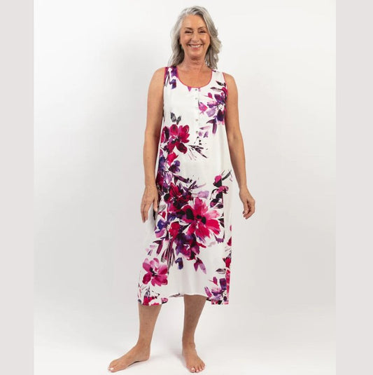 Delilah Lace Trim Floral Print Long Nightdress - Pure NightDelilah Lace Trim Floral Print Long Nightdress
