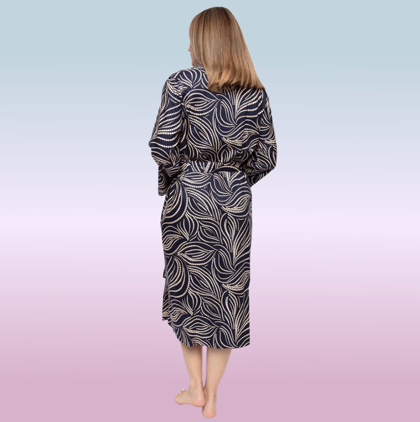 Estelle Spot Print Long Dressing Gown - Pure NightEstelle Spot Print Long Dressing Gown