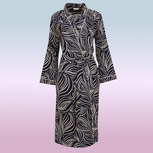 Estelle Spot Print Long Dressing Gown - Pure NightEstelle Spot Print Long Dressing Gown