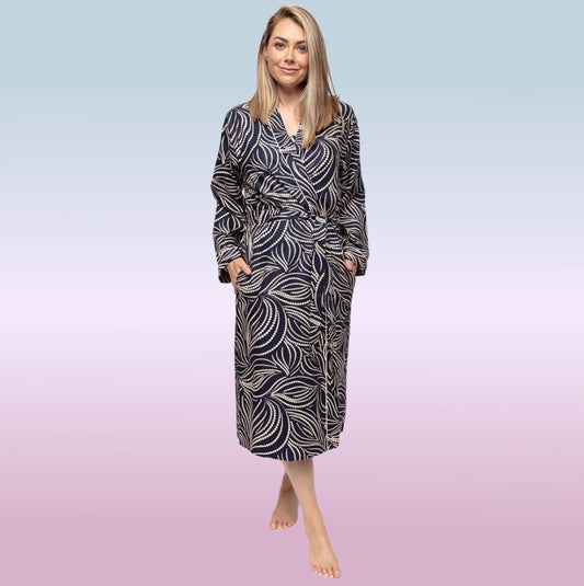Estelle Spot Print Long Dressing Gown - Pure NightEstelle Spot Print Long Dressing Gown