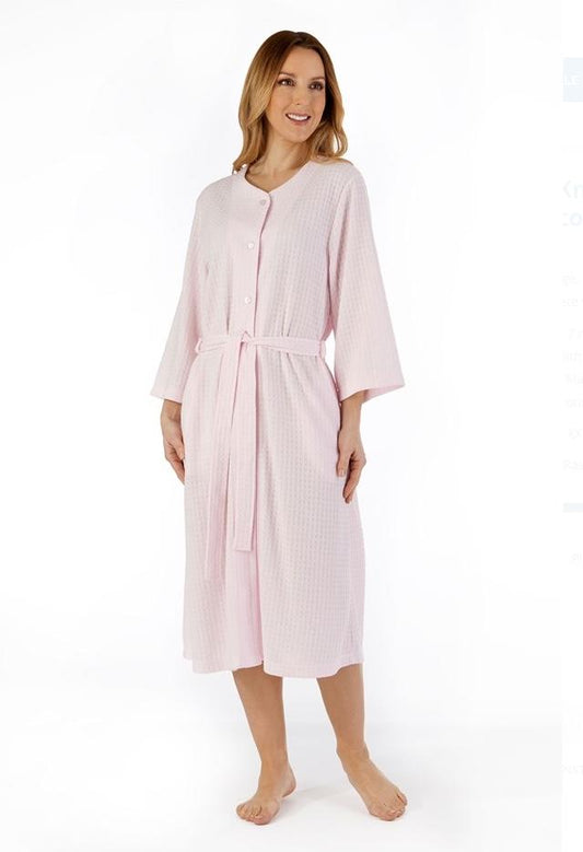 Houndstooth Knit 3/4 Sleeve Button Housecoat - Pure NightHoundstooth Knit 3/4 Sleeve Button Housecoat