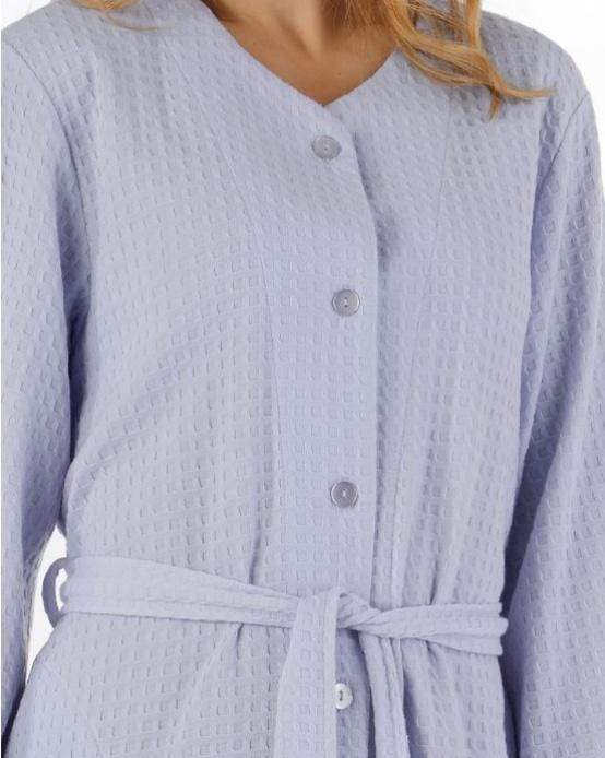 Houndstooth Knit 3/4 Sleeve Button Housecoat - Pure NightHoundstooth Knit 3/4 Sleeve Button Housecoat