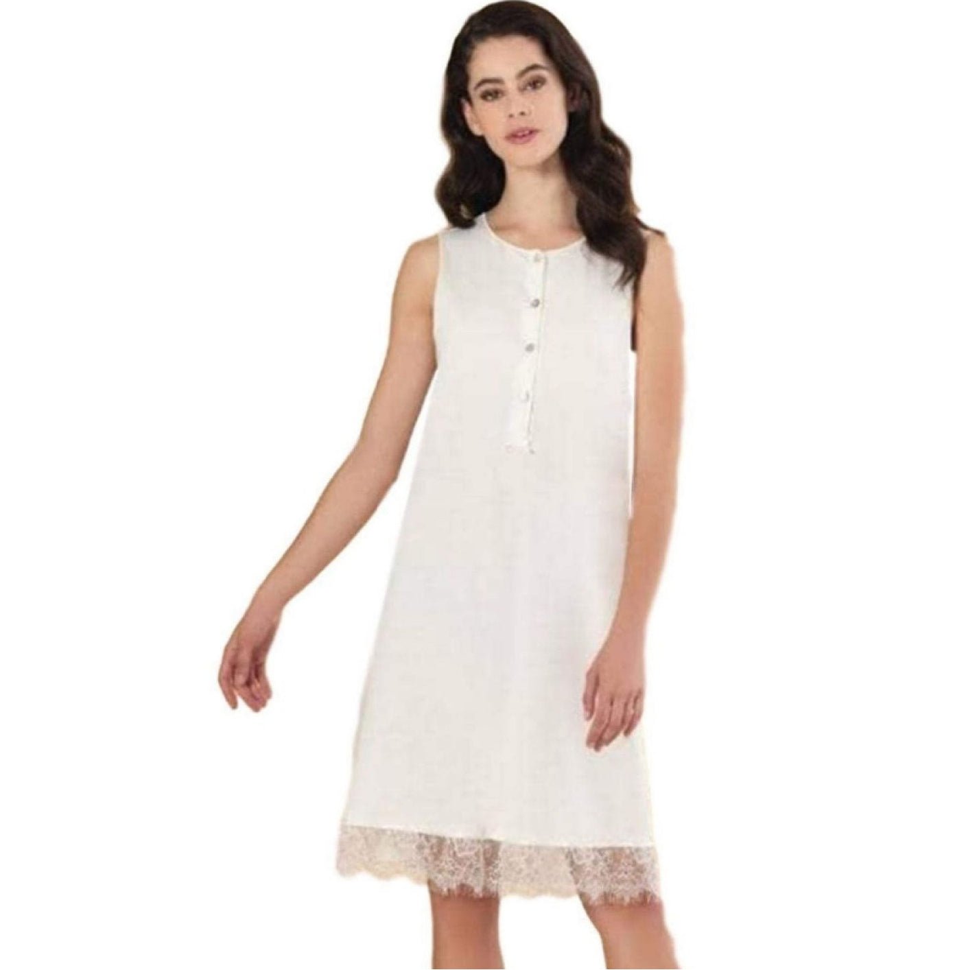 Italian 100% Cotton Jersey Lace Edged Nightdress - Pink or Cream - 10 to 26 - Pure NightItalian 100% Cotton Jersey Lace Edged Nightdress - Pink or Cream - 10 to 26