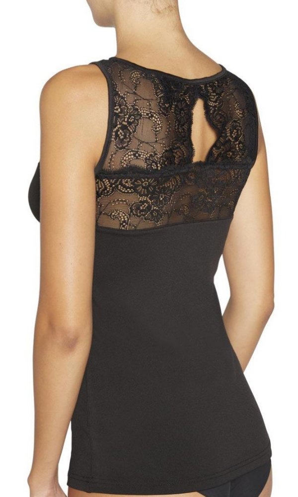 Lace Edged and Back Sleeveless Thermal Vest - Pure NightLace Edged and Back Sleeveless Thermal Vest