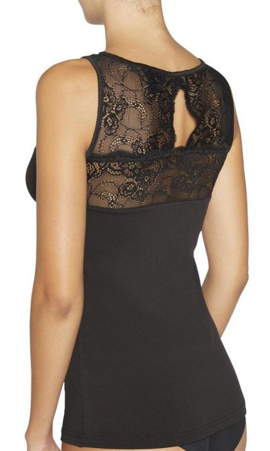 Lace Edged and Back Sleeveless Thermal Vest - Pure NightLace Edged and Back Sleeveless Thermal Vest