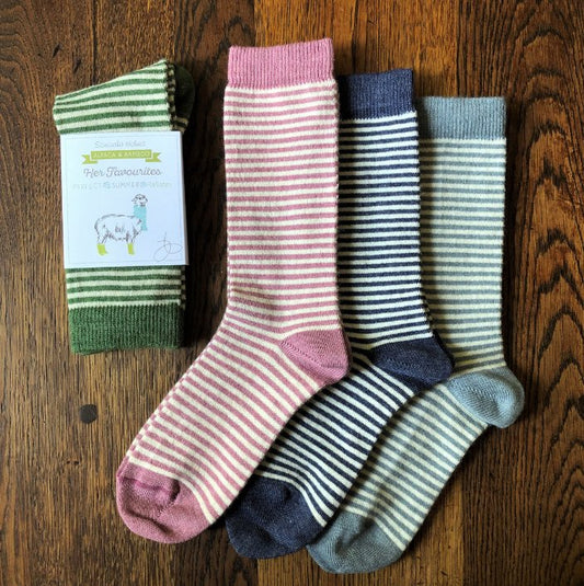 Ladies Alpaca Stripey Socks - Pure NightLadies Alpaca Stripey Socks