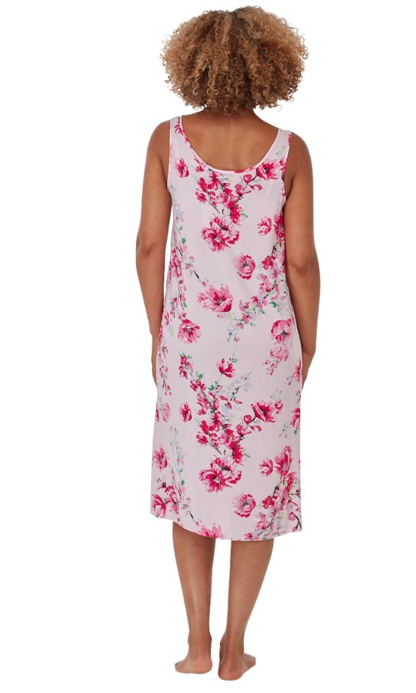 Ladies Sleeveless Pink Floral Print Nightdress sizes 8 to 12 - Pure NightLadies Sleeveless Pink Floral Print Nightdress sizes 8 to 12