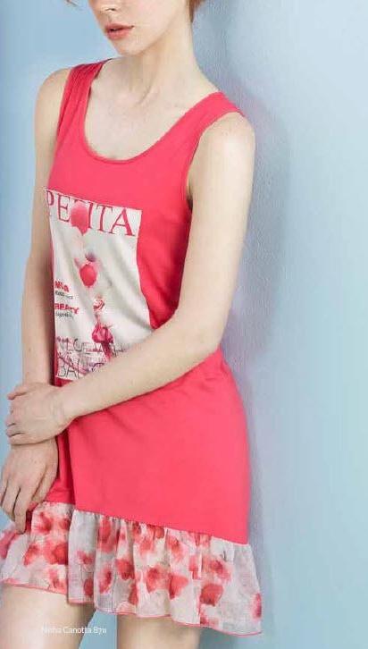 Pepita Salmon Pink Vest Style Chiffon Frilled Nightdress - Pure NightPepita Salmon Pink Vest Style Chiffon Frilled Nightdress
