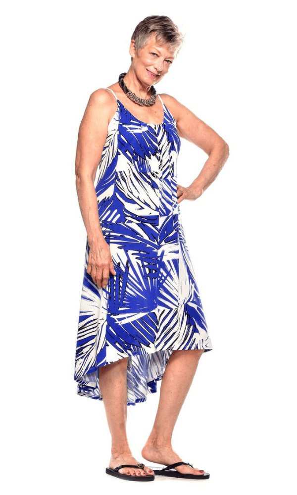 Rapz Print Spagetti Strap Cover up/Dress - Navy - Black - Royal sizes 6 to 20 - Pure NightRapz Print Spagetti Strap Cover up/Dress - Navy - Black - Royal sizes 6 to 20