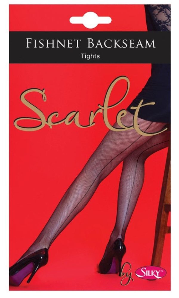 Silky Scarlet Fishnet Backseam Tights - Black - Med & Large - Pure NightSilky Scarlet Fishnet Backseam Tights - Black - Med & Large