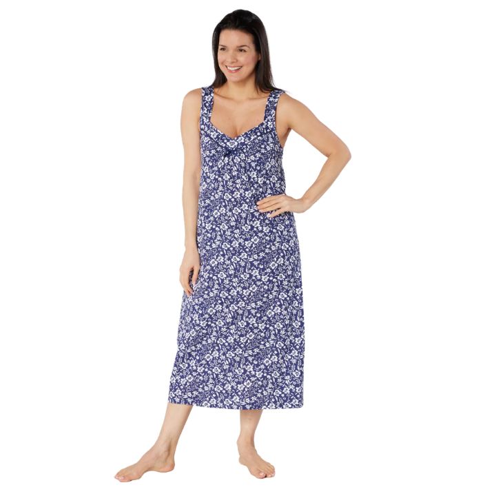 100% Cotton Jersey Summer Floral Print Sleeveless Nightdress