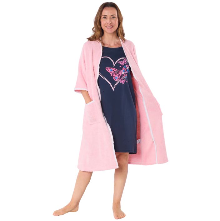 100% Cotton Towelling Zip Front Dressing Gown