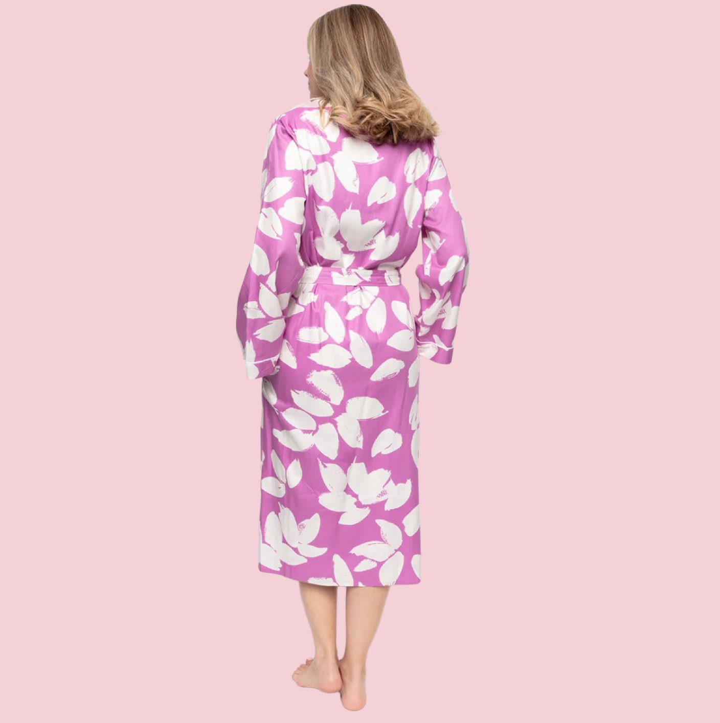 Viola Petal Print Long Dressing Gown - Pure NightViola Petal Print Long Dressing Gown