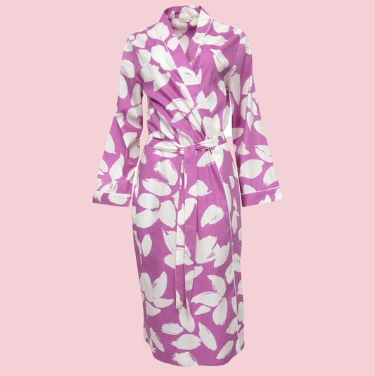 Viola Petal Print Long Dressing Gown - Pure NightViola Petal Print Long Dressing Gown