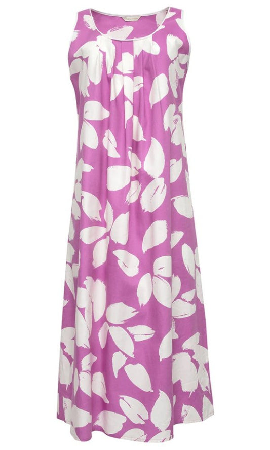 Viola Petal Print Long Nightdress - Pure NightViola Petal Print Long Nightdress