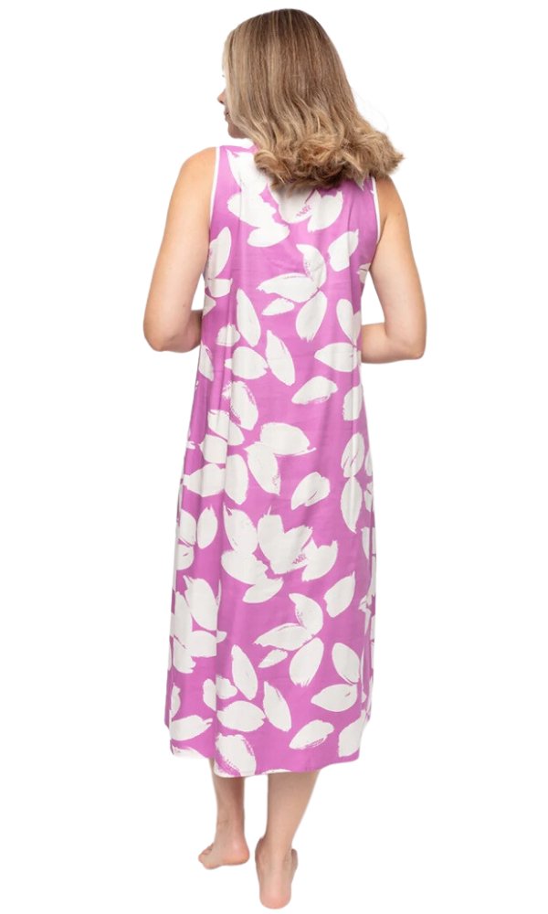 Viola Petal Print Long Nightdress - Pure NightViola Petal Print Long Nightdress