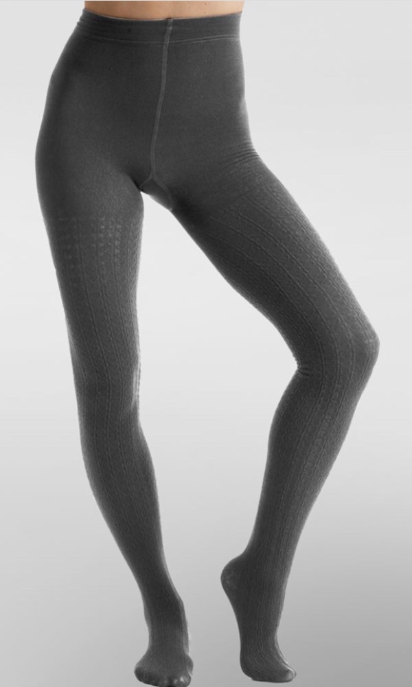 Ladies Fleece Lined Cable Knit Tights - Med - Black – Pure Night