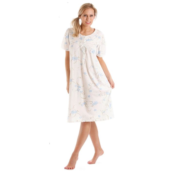 Floral Short Sleeve Poly Cotton Jersey Nightdress