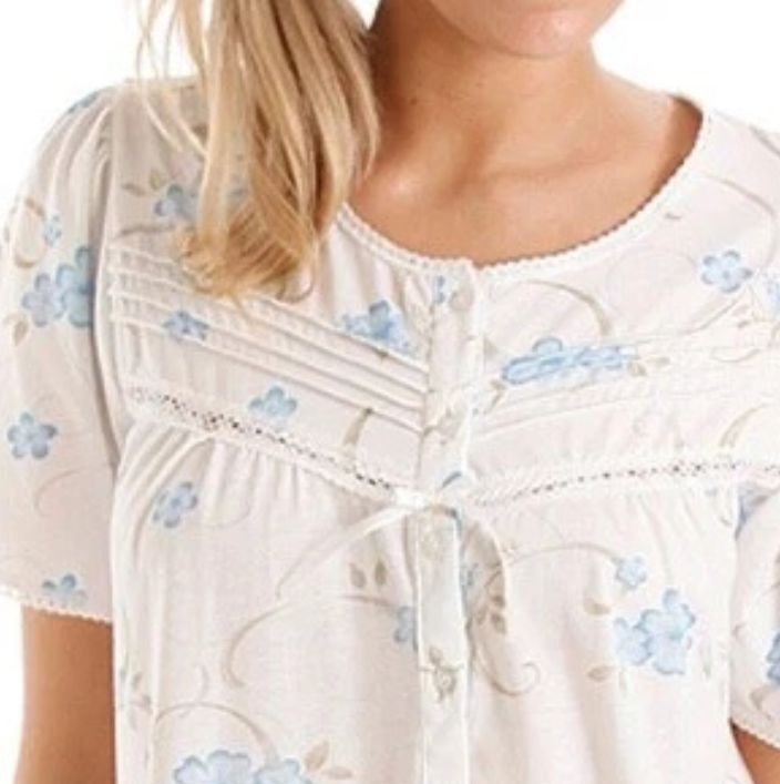 Floral Short Sleeve Poly Cotton Jersey Nightdress