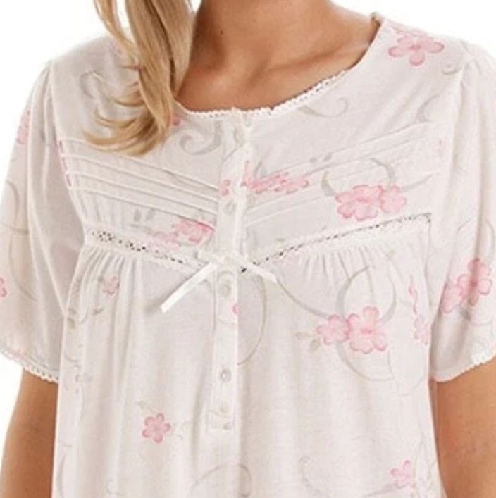 Floral Short Sleeve Poly Cotton Jersey Nightdress