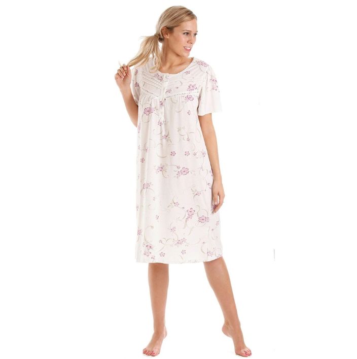 Floral Short Sleeve Poly Cotton Jersey Nightdress